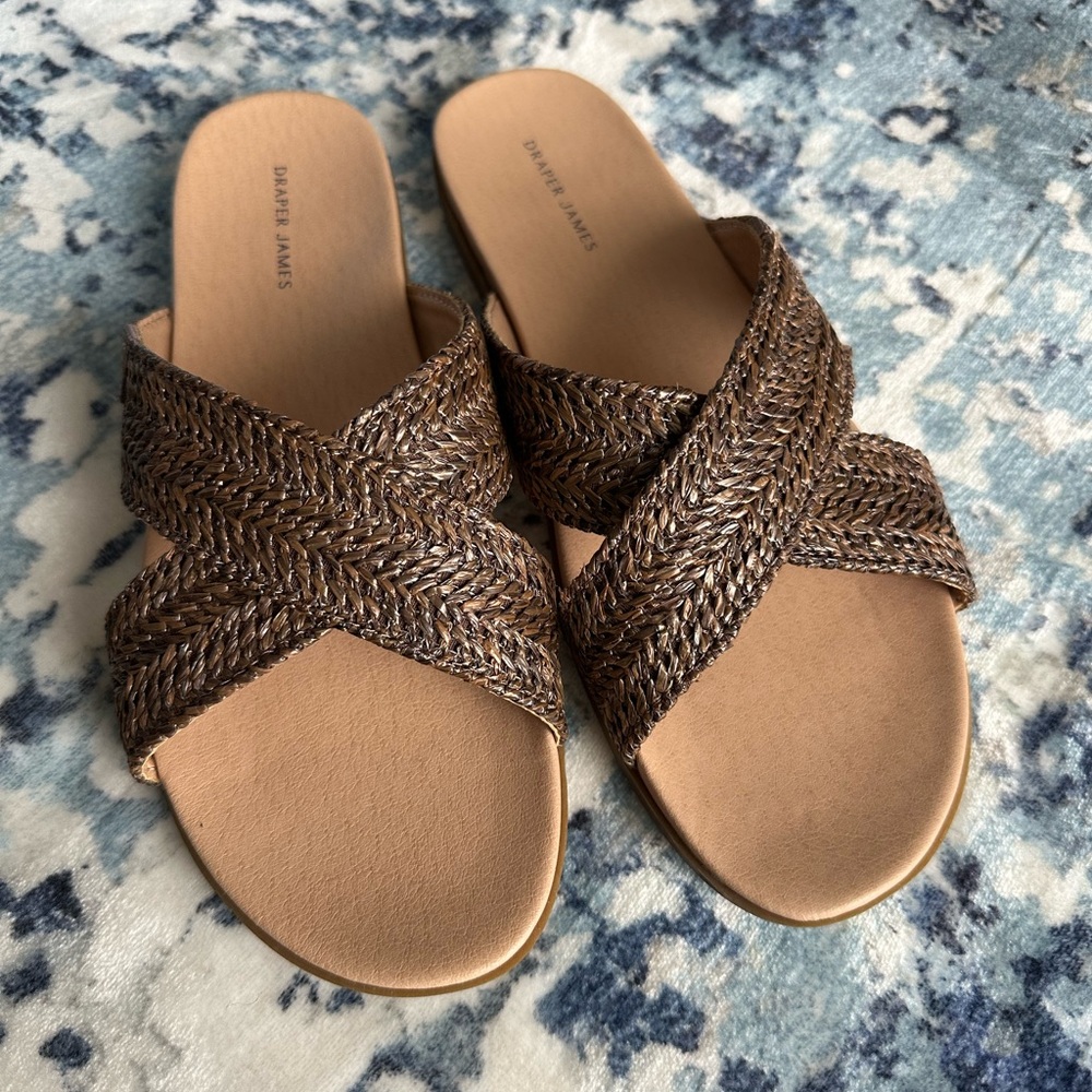 Draper James Brown Woven Slide Sandals
